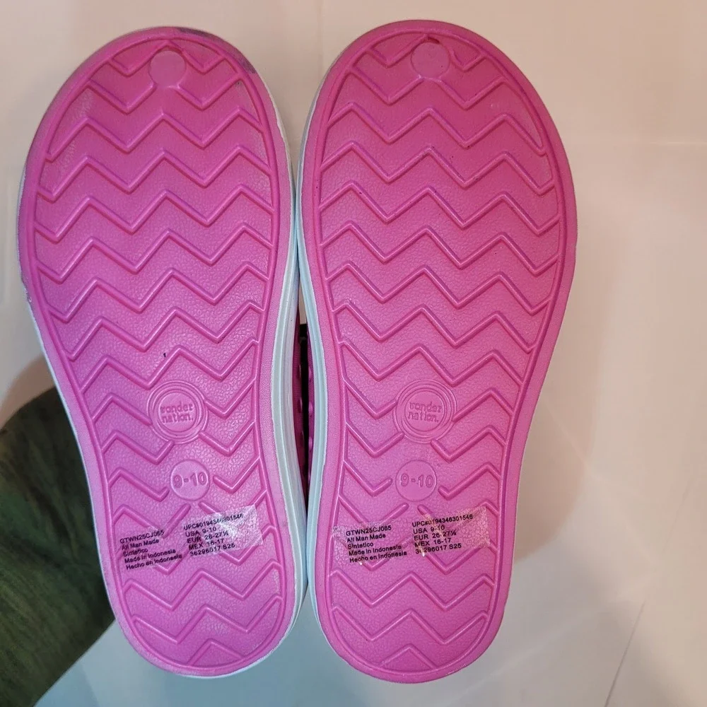 Wonder Nation Girls Pink Water Shoes Slip On Sneakers Size 9-10 Easy‎ On/Off New